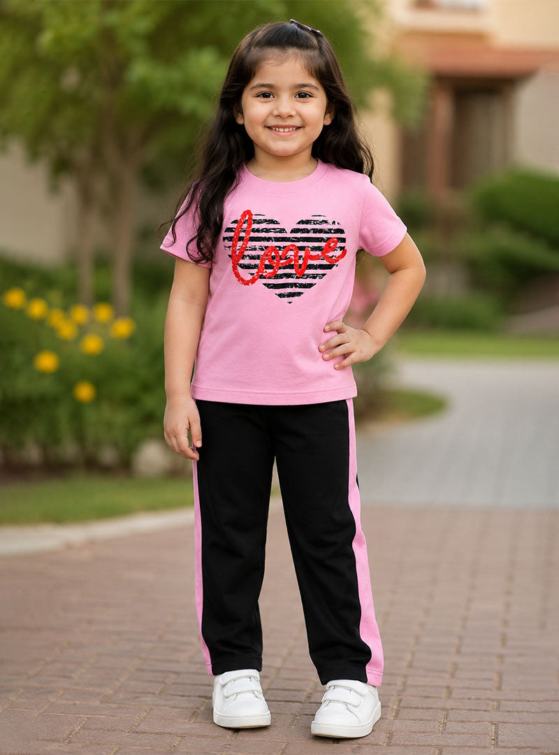 Girls Love Heart Trouser Set
