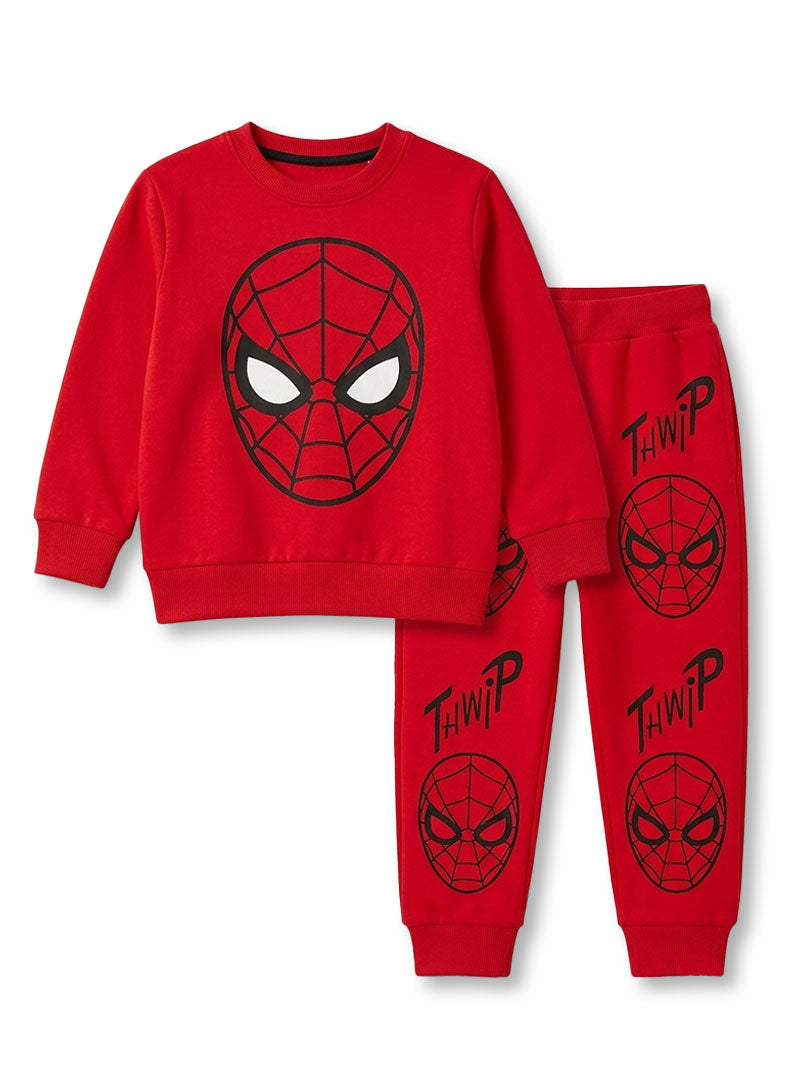 Boys Red Spider Print Winter Tracksuit Set