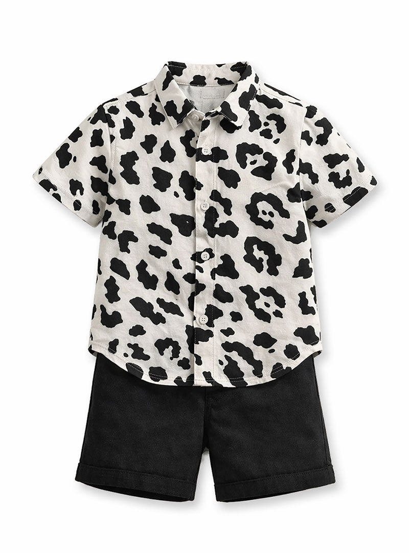 Leopard Print Shirt & Shorts Set