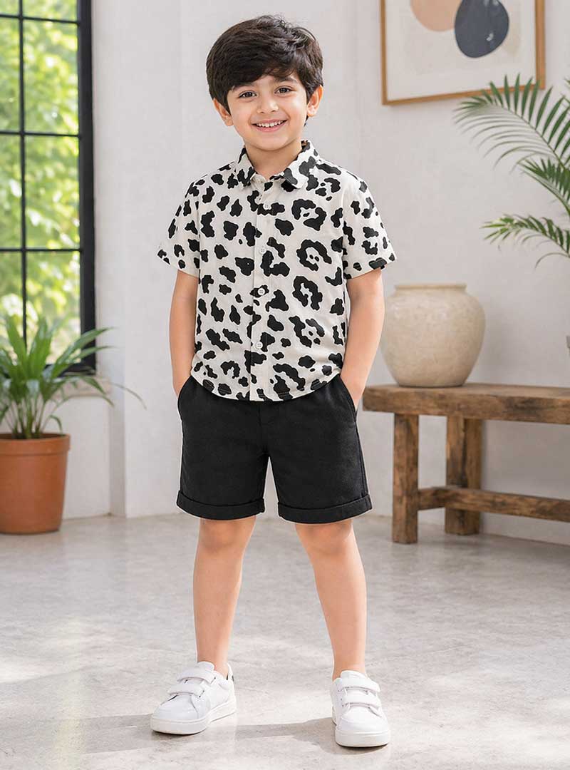 Leopard Print Shirt & Shorts Set