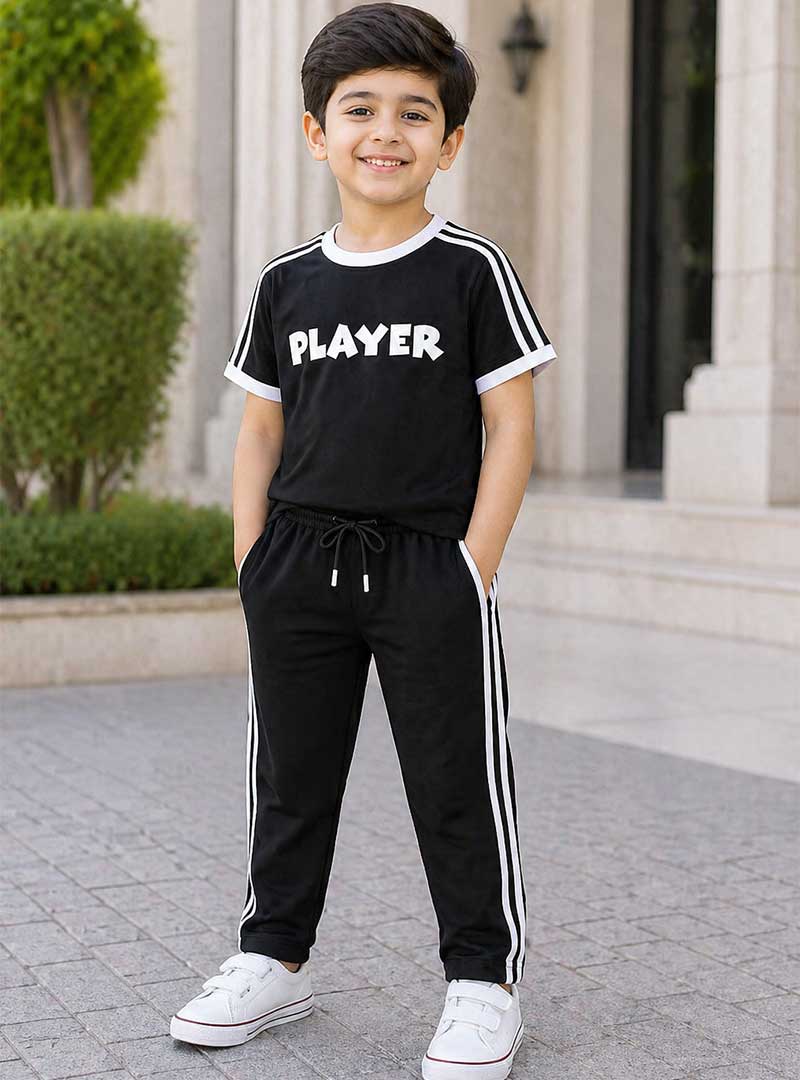 Boys Casual PLAYER Printed T-Shirt with Trouser