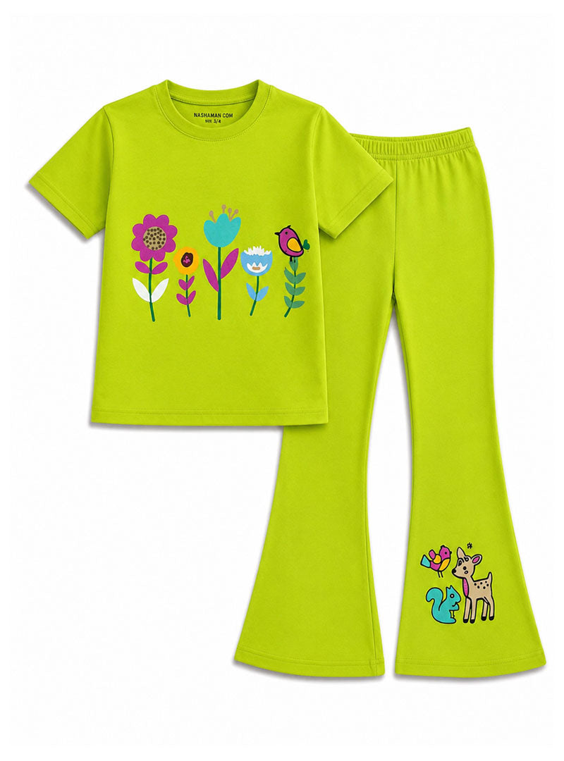 Cute Garden Theme T-Shirt & Bell Bottom Set