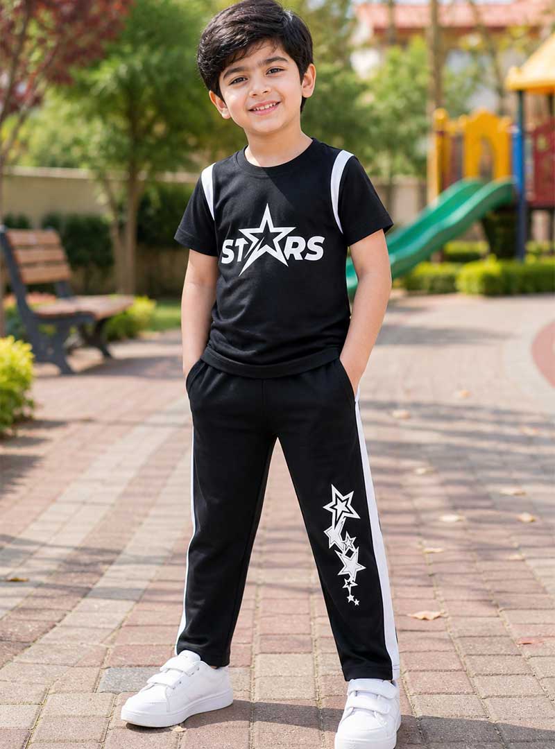 Kids Casual Star Print Tracksuit Set