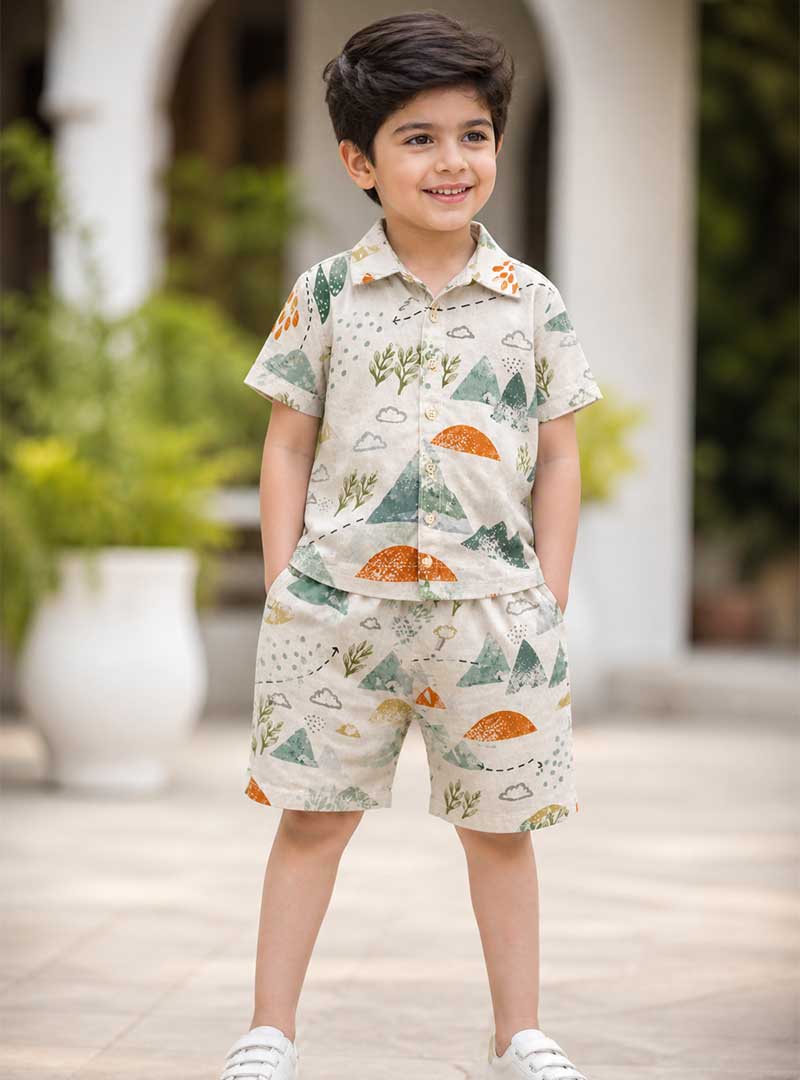 Nature Print Co-ord Set for Kids
