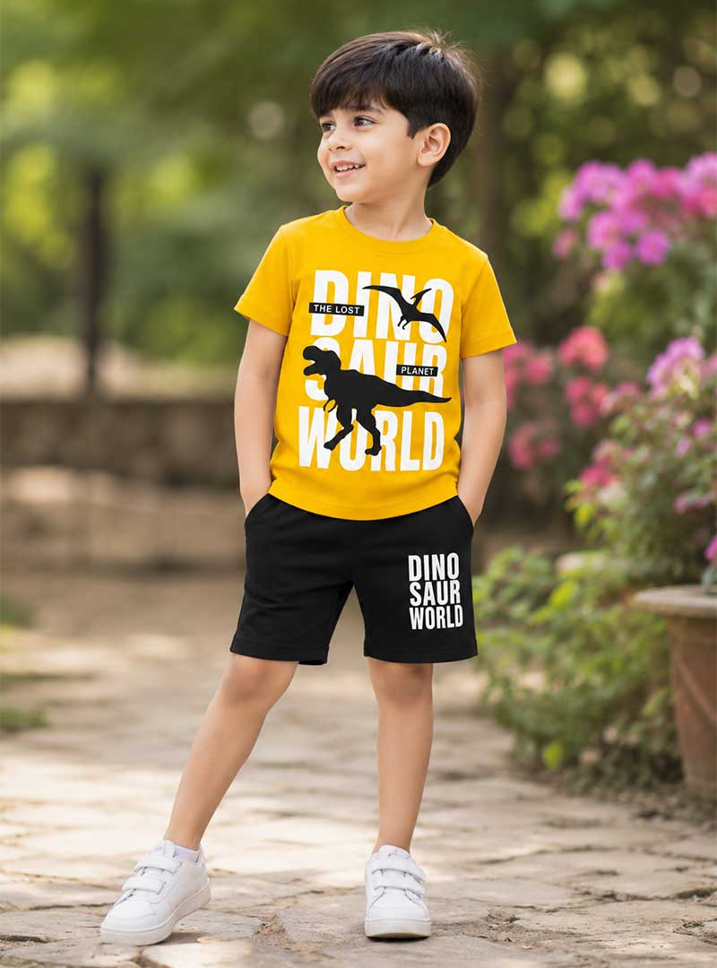 Dinosaur World Kids Summer Shorts Set