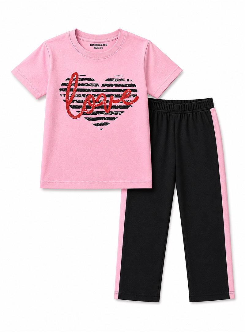 Girls Love Heart Trouser Set
