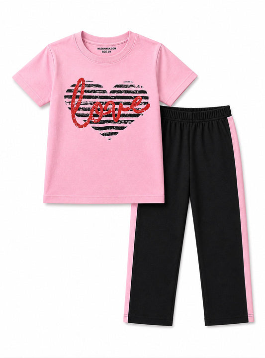 Girls Love Heart Trouser Set
