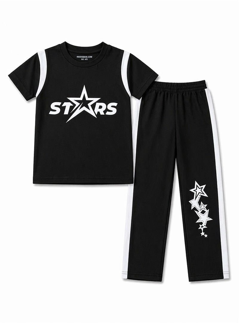 Kids Casual Star Print Tracksuit Set