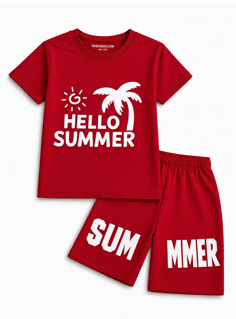 Hello Summer Shorts Set For Boys