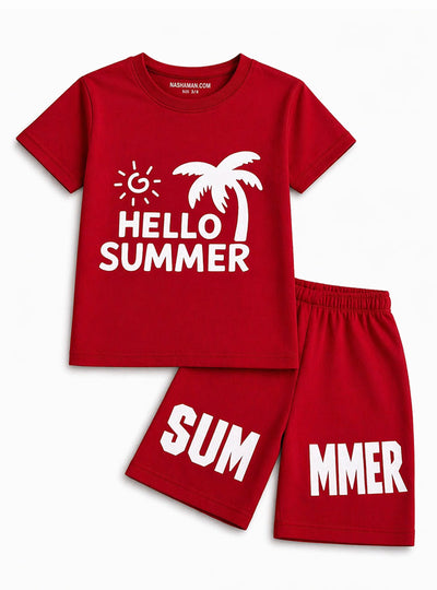 Hello Summer Shorts Set For Boys