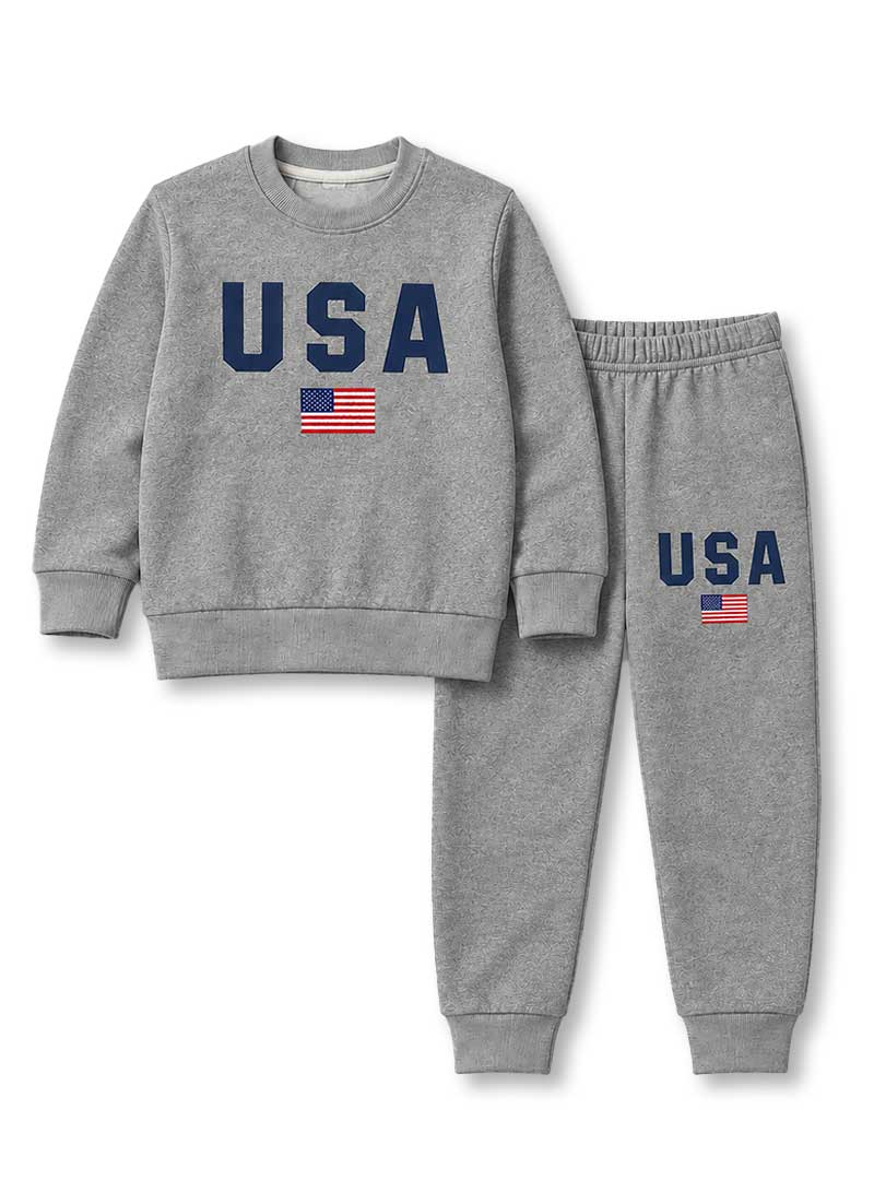 Premium Grey USA Kids 2 Piece Tracksuit
