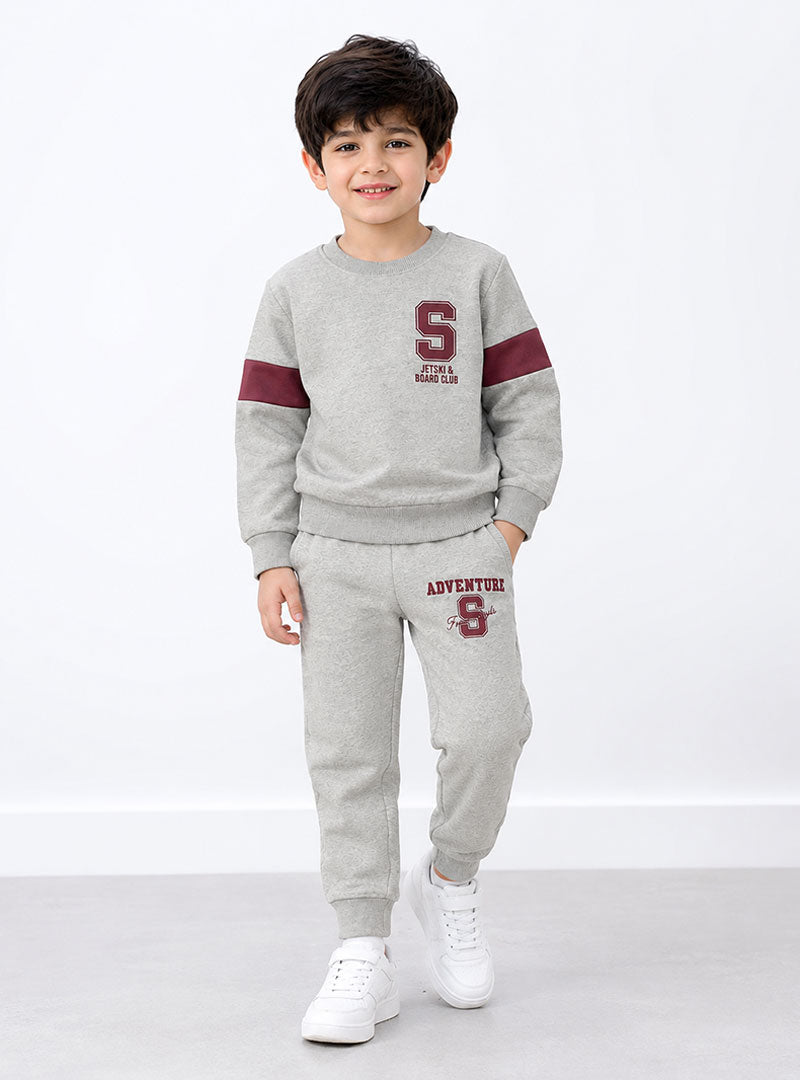 Boys Grey Adventure Printed Winter Tracksuit