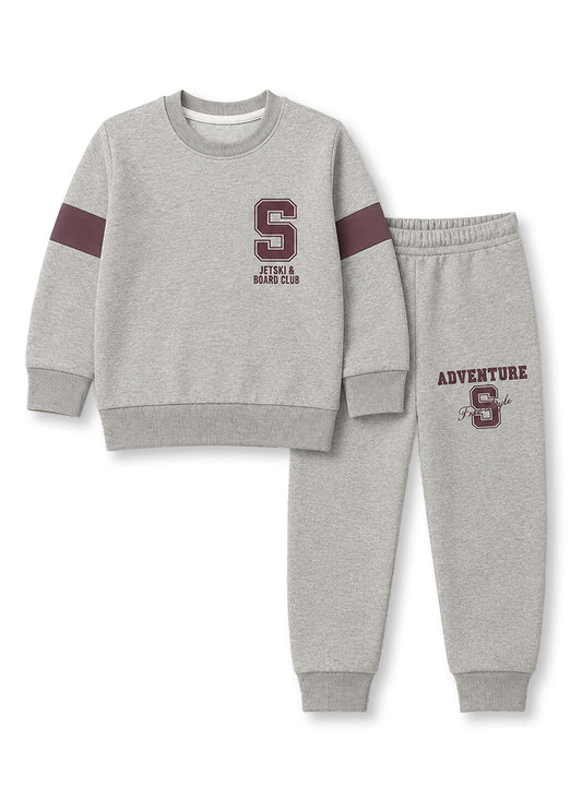 Boys Grey Adventure Printed Winter Tracksuit