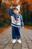 Winter Blue Cartoon Cat Tracksuit