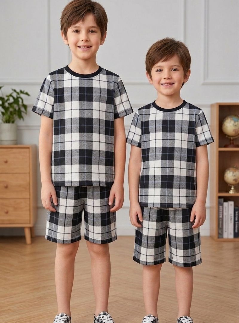 Black & Grey Check Summer Set