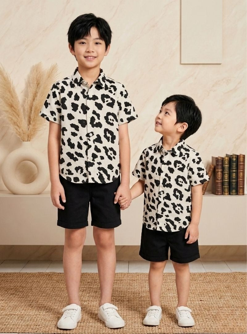 Leopard Print Shirt & Shorts Set