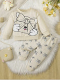 Cute Bow Cat Beige Tracksuit